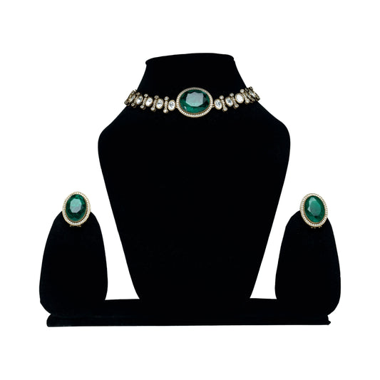 Green Stone Choker Bridal Jewellery Set