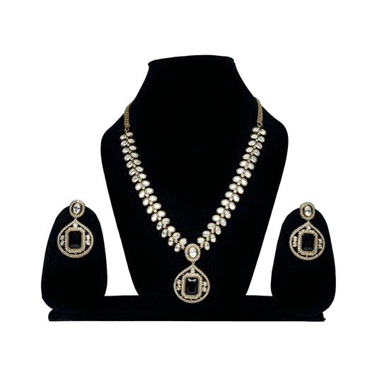 Black Stone Kundan Necklace Set