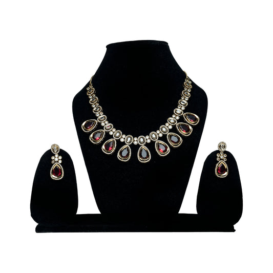 Floral Kundan Pendant Necklace Set