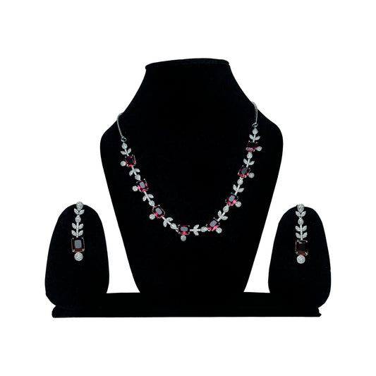 Red Stone AD Necklace with Earrings