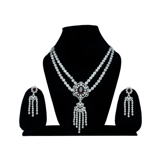 AD Necklace with Hanging Pendant and Drop Earrings