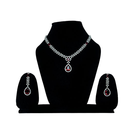 AD Necklace with Red Stones Set
