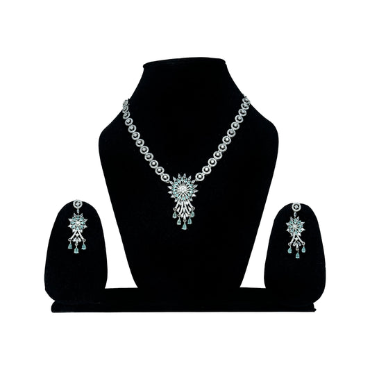 Radiant Blue AD Necklace & Earring Set