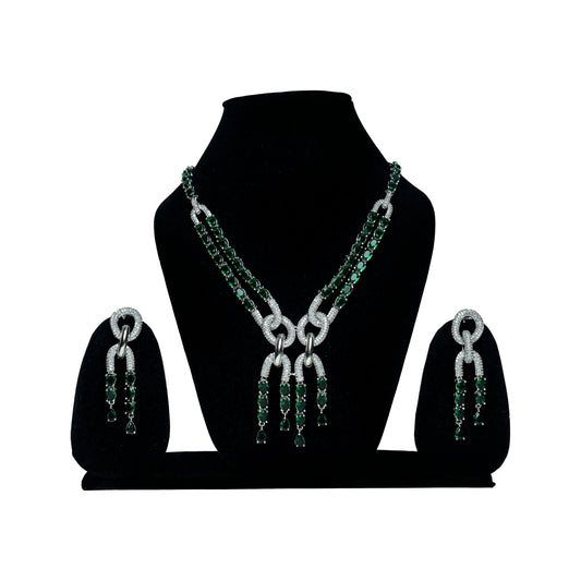 Green AD Necklace Set with Earrings