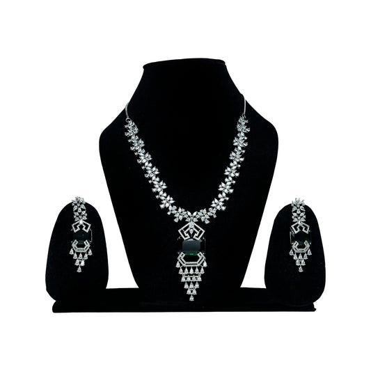 Modern V-Cut Green Emerald Necklace