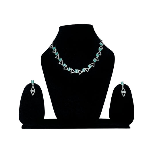 Green AD Triangle Stone Necklace - VERDOT