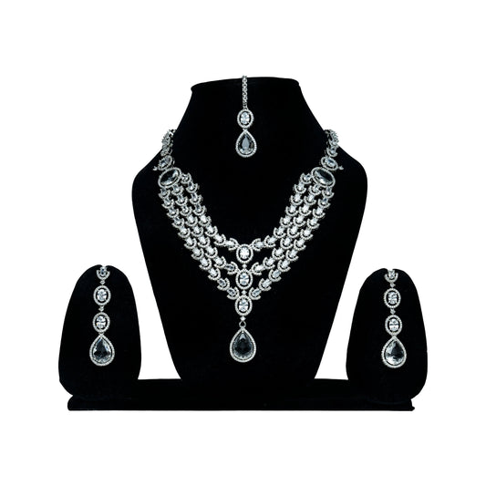 Silver AD Bridal Necklace Set