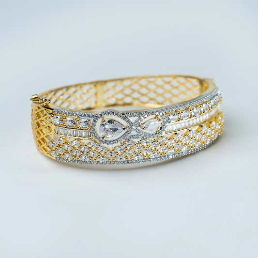 Gold Infinity Teardrop CZ Bangle