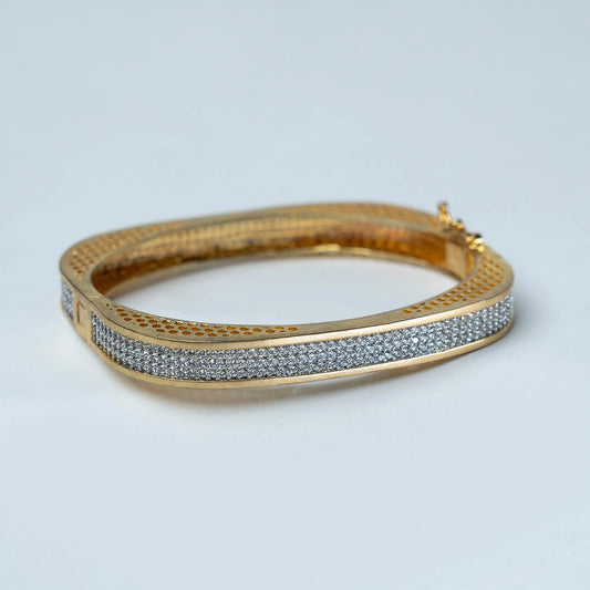 Gold Square pave CZ Bangle