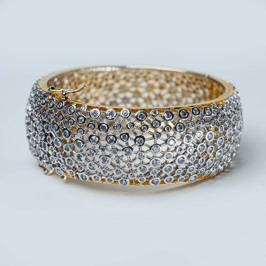 Crystal Studded Gold Cuff Bangle