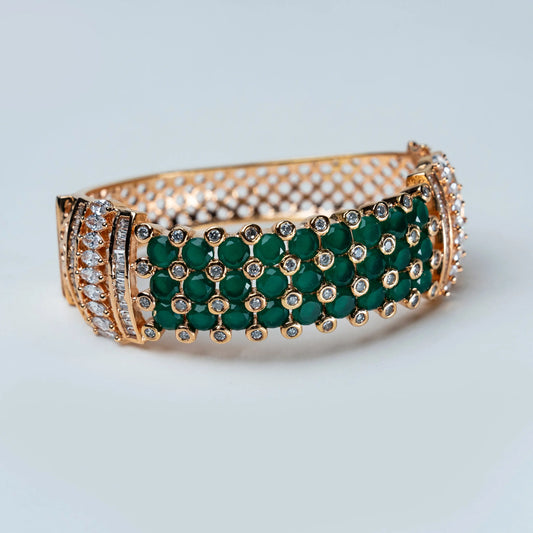Emerald Studded Gold Bangle