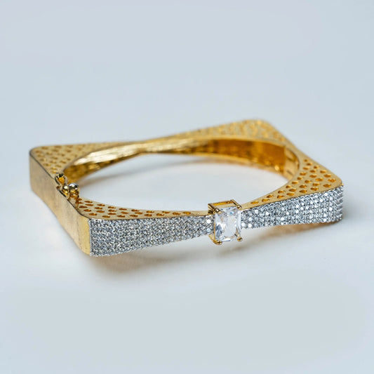 Square Gold Diamond Bangle