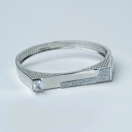 Geometric Minimal Modern Silver Bracelet