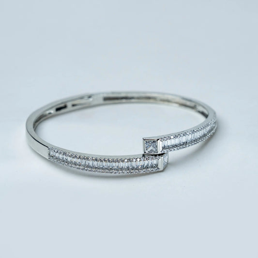 Modern Square Stone Silver Bracelet