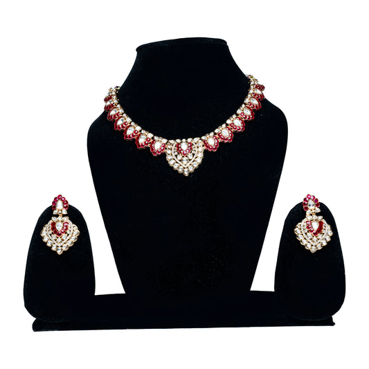 Red Bridal Necklace Set with Earrings for Wedding