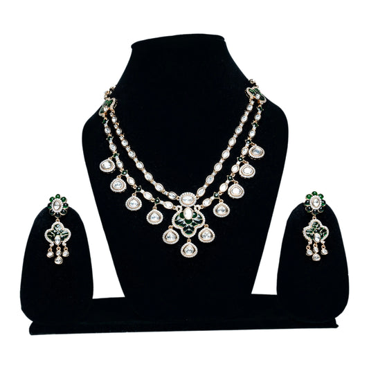Emerald Stone Necklace with Earrings