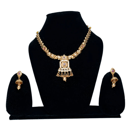 Traditional Temple Jewellery Set with Earrings