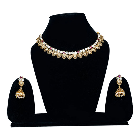 Elegant Kundan Necklace Set with Earrings