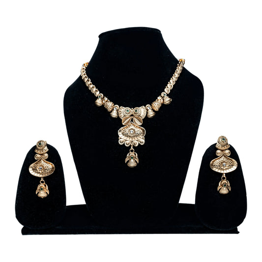 Handcrafted Matte Gold Finish Rajwada Necklace Set