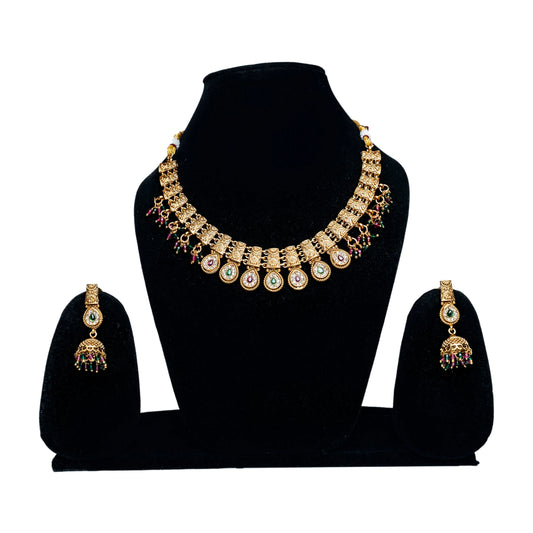 Multicolor Beaded Rajwada Necklace Set
