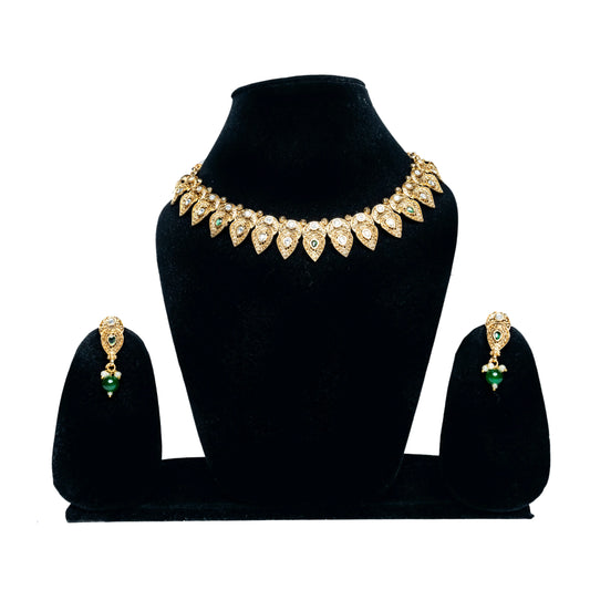 Traditional Bead Drop-Green Choker Set