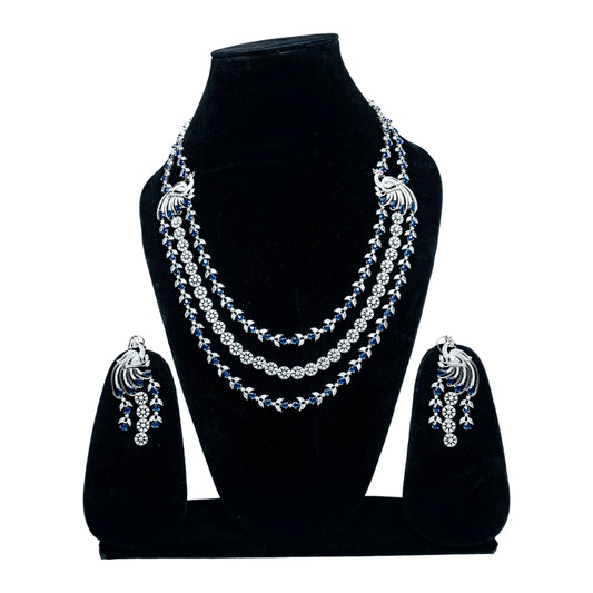 Blue Stones and Earrings AD Necklace Set
