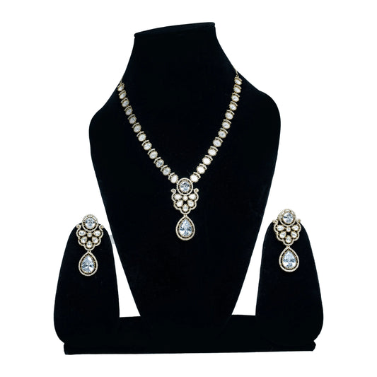 White Kundan AD Choker Necklace Set