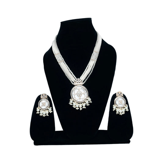 Pearl Kundan Necklace Set with Earrings