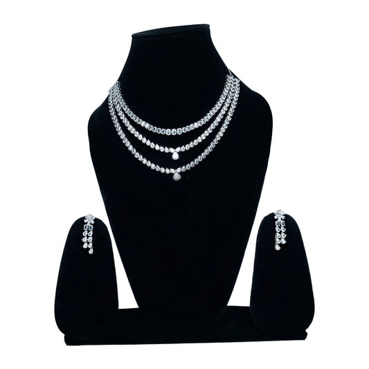 Layered Diamond Look Modern Jewellery Set