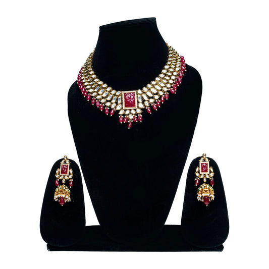 Majestic Red Kundan Bridal Necklace Set