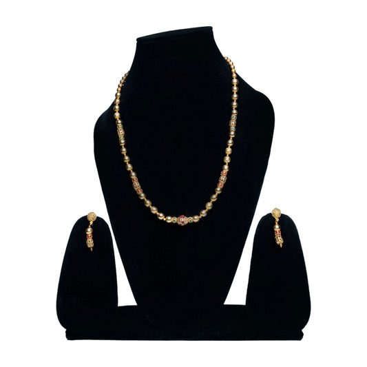 Meenakari Bead Necklace Set with Earrings