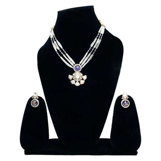 Purple Stone Beaded Necklace Set