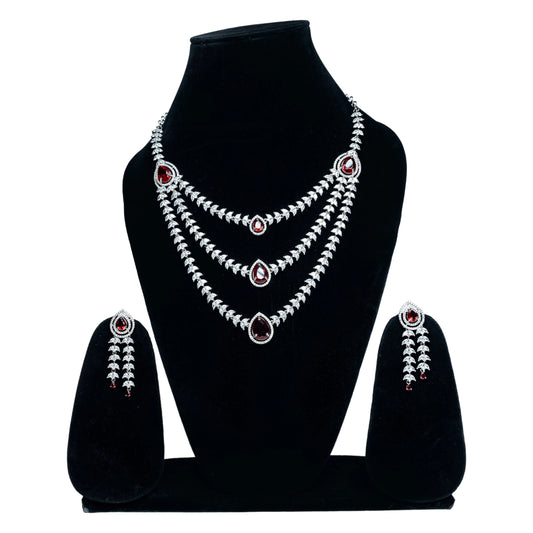 Red Layered Necklace Set