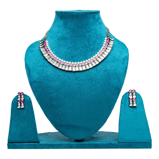 Pink Gemstone Choker Set