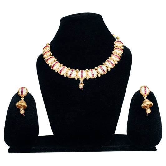 Gold Plated Kundan Rajwada Jewellery Set