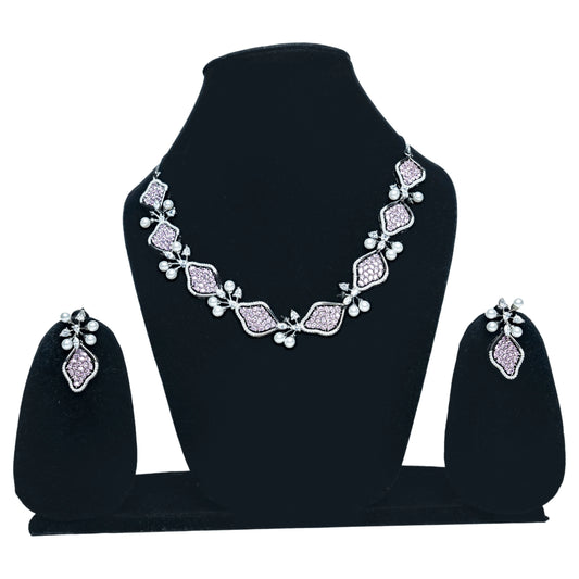 Pink Stone Necklace Set