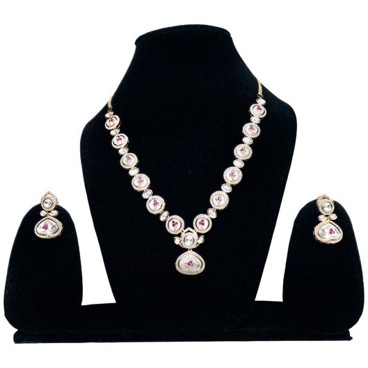 Pink Kundan Necklace Set