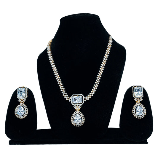 Silver Triangular Motif in Gold & Silver Necklace