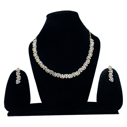 Silver Triangular Motif in Gold & Silver Necklace