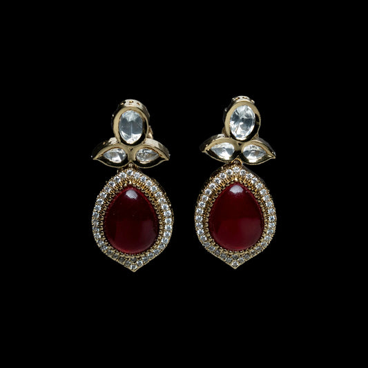 Red Kundan Earring EK02 - VERDOT