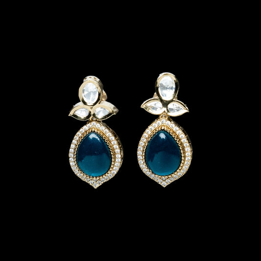 Blue Drop Kundan Earrings