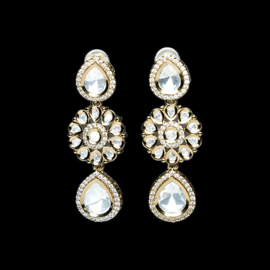 White Kundan Earring EK05 - VERDOT