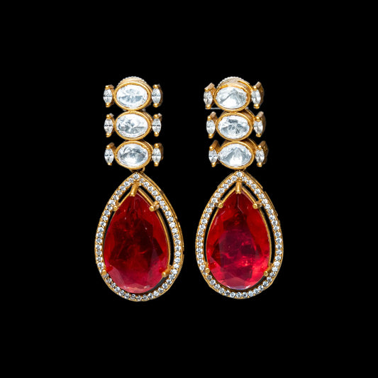Red Kundan Earring