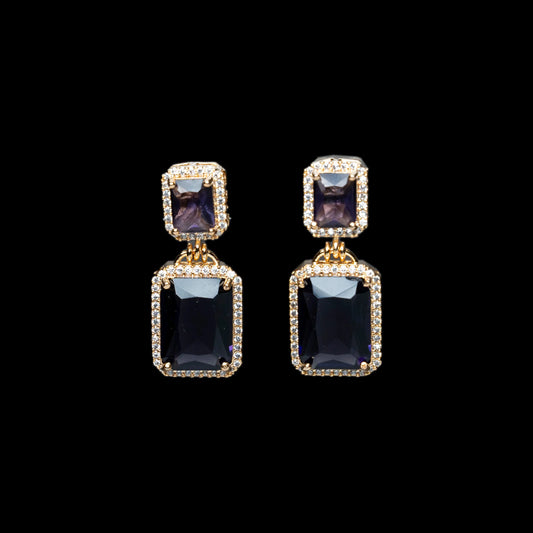 Blue Squar Cut Earrings