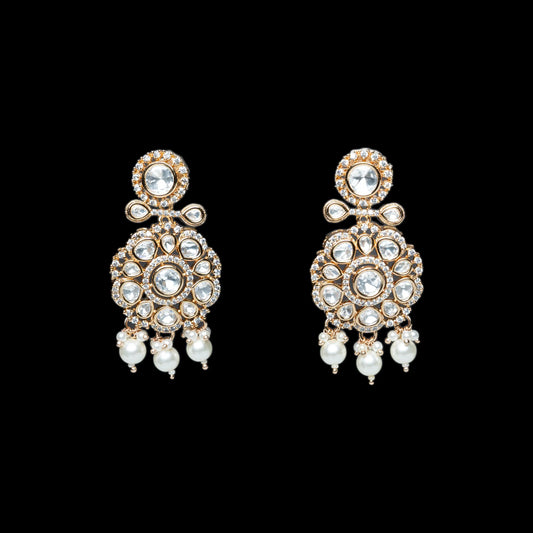 White Pearl Kundan Earrings