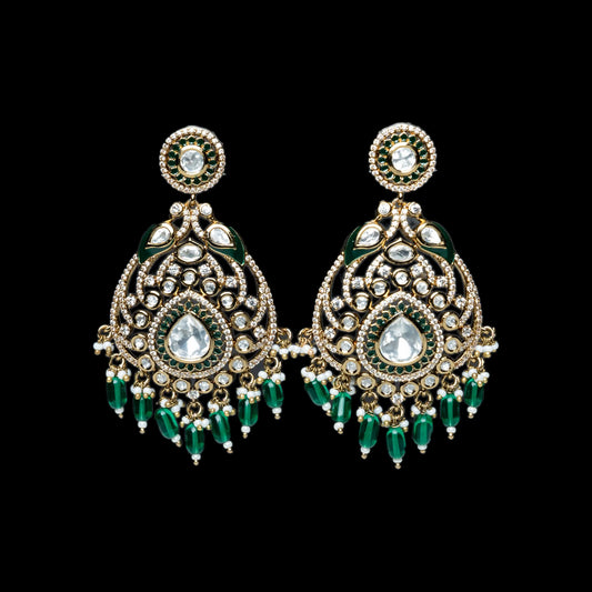 Green Kundan Kundan Earrings