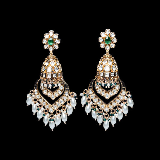 Bridal Jhumka with Pearl Drops Kundan Earrings