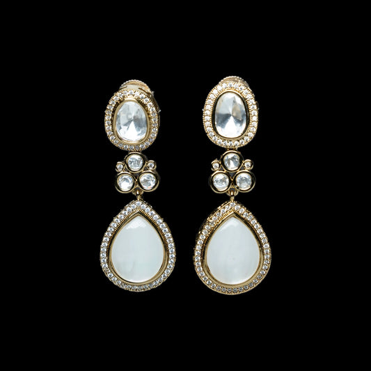 White Kundan Earrings