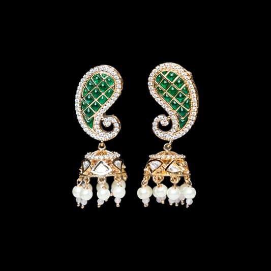 Green Kundan Earrings