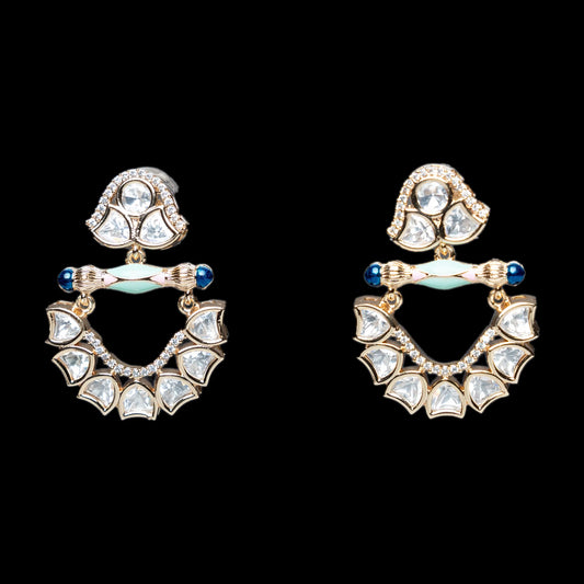 Blue Green Kundan Earrings